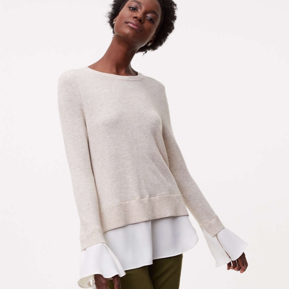 Loft Ruffle Cuff Two in One Sweater